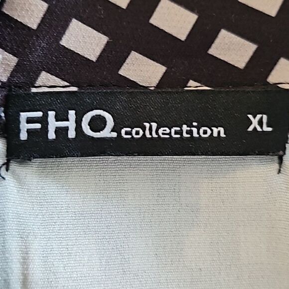 FHQ Collection Half Turtleneck 3/4 Sleeve Drop Shoulder Brown Checked Tunic XL - Picture 8 of 10